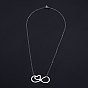 201 Stainless Steel Pendant Necklaces, with Cable Chains and Lobster Claw Clasps, Infinity with Heart