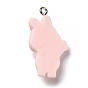 Opaque Resin Pendants, with Platinum Tone Iron Loops, Pig with Carrot