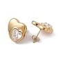Boucles d'oreilles clous double cœur strass, or 304 bijoux en acier inoxydable pour femmes