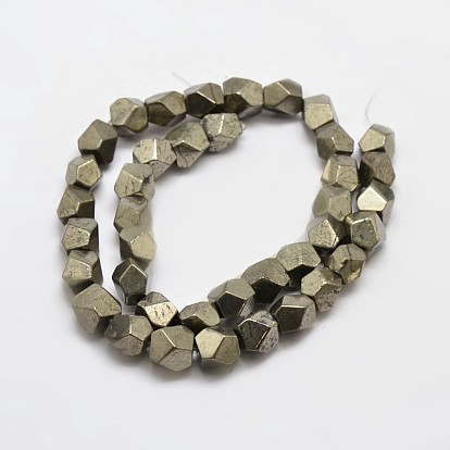 Natural Pyrite Beads Strands, Star Cut Round Beads