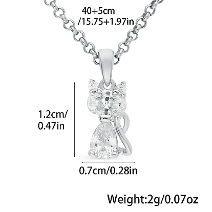 Ожерелья с подвесками в виде кошек с кубическим цирконием, родиевое покрытие 925 серебро 925 пробы для женщин