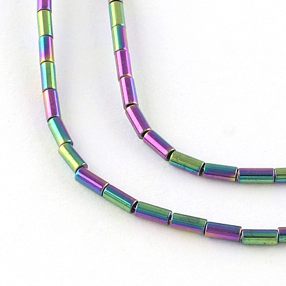 Column Electroplated Non-magnetic Synthetic Hematite Beads Strands, 5x3mm, Hole: 1mm, about 82pcs/strand, 15.7 inch