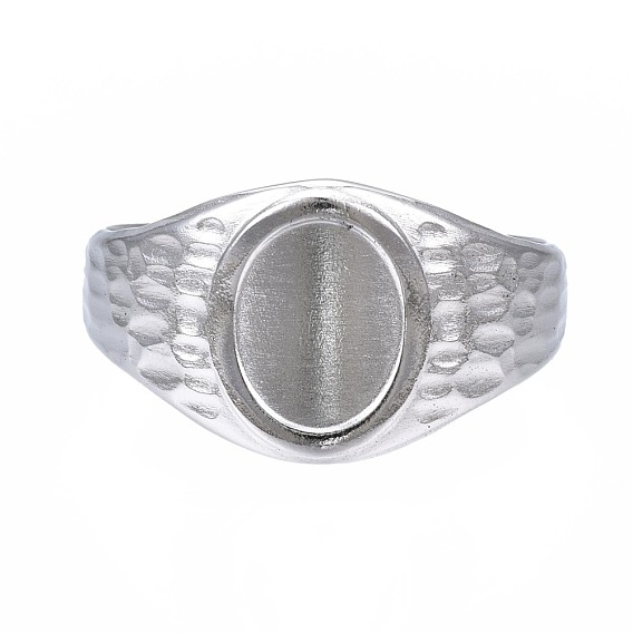 304 Stainless Steel Oval Open Cuff Ring, Chunky Ring for Women