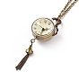 Ronde en alliage de montre de poche collier pendentif en quartz, avec des chaînes de fer et fermoirs pince de homard
