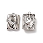 Rack Plating Alloy Glass Pendants, Cadmium Free & Lead Free & Nickle Free, Platinum Tone Rectangle Charms