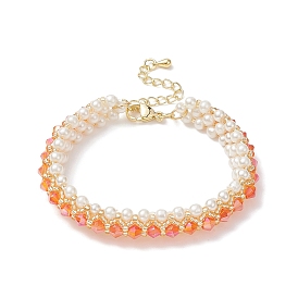 Glass Imitation Pearl & Bicone Beaded Bracelets