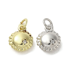 Rack Plating Brass & Cubic Zirconia Charms, Lead Free & Cadmium Free, Long-Lasting Plated, Flower Charms