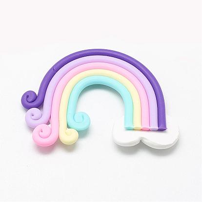 Handmade Polymer Clay Cabochons, Rainbow
