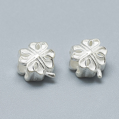 925 Sterling Silver Beads, Four Leaf Clover