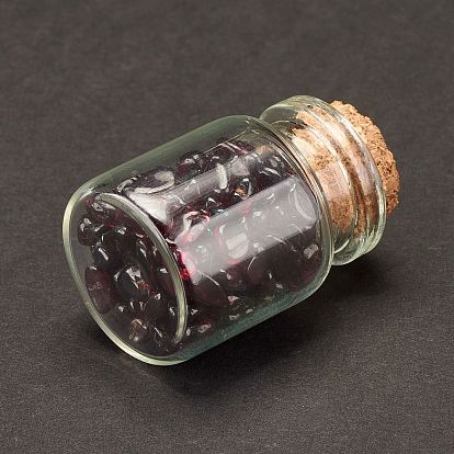 Verre transparent souhaitant une décoration de bouteille, bouteilles de guérison chakra, équilibrage des pierres précieuses wicca, avec des perles de puces de pierres précieuses naturelles