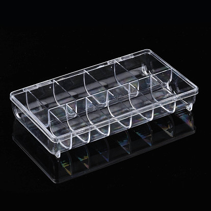 Polystyrene Bead Storage Containers, with Cover and 11 Grids, for Jewelry Beads Small Accessories, Rectangle