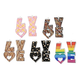 Opaque Acrylic Pendants, Word LOVE