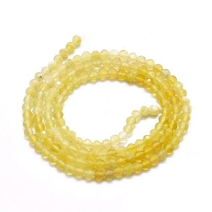 Brins de perles dégradé opale jaune naturel, style dégradé, ronde, facette