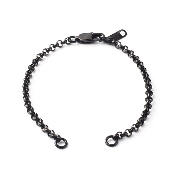 Fait à la main 304 bracelets en acier inoxydable faisant des accessoires, avec chaîne rolo, Saut anneaux, fermoirs pince de homard, languettes de la chaîne