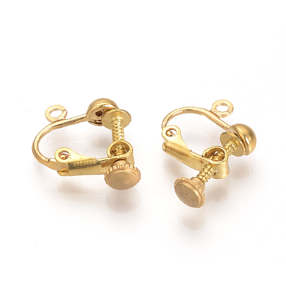 Brass Screw Clip-on Earring Setting Findings, Spiral Ear Clip, Nickel Free