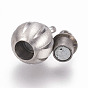 304 Stainless Steel Magnetic Clasps with Loops, Matte Surface, Round