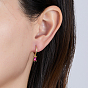 Rhodium Plated 925 Sterling Silver Dangle Hoop Earrings for Women, Rectangle