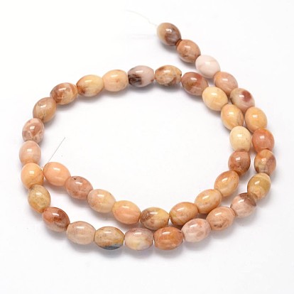 Oval Natural Agate Beads Strands, 10x8mm, Hole: 1mm, about 39pcs/strand, 15.7 inch