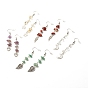 Perles de pierres précieuses naturelles boucles d'oreilles pendantes à longue chaîne, bijoux en laiton pour femmes
