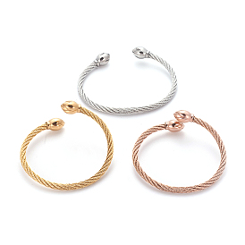304 Stainless Steel Cuff Bangle Sets, Torque Bangle