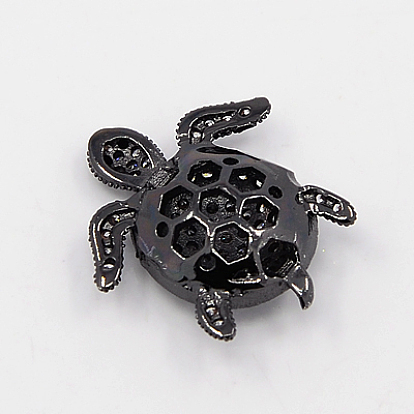 Micro en laiton pavent des perles cubes de zircone, perles de tortue creux, sans plomb & sans nickel & sans cadmium , 20x19x6mm, Trou: 2mm