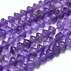 Natural Amethyst Beads Strands, Faceted, Bicone