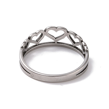 201 anillo de dedo de corazón hueco de acero inoxidable para el día de san valentín