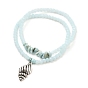 Ensembles de bracelets extensibles, bracelets empilables, avec pendentifs en alliage de formes mixtes, perles de verre rondelles, perles naturelles de larimar et de turquoise (teintes), argent antique