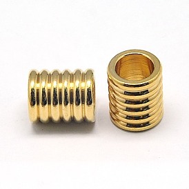 304 Stainless Steel Beads, Grooved Beads, Ion Plating (IP), Column, 9x10.5mm, Hole: 6mm