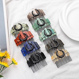 Wrapped Natural Gemstone Hair Combs for Women, Witch Wiccan Black Moon Bridal Crown Hair Accessories
