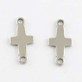 Sideways Cross Stainless Steel Links Connectors, 18x9x1mm, Hole: 1.5mm