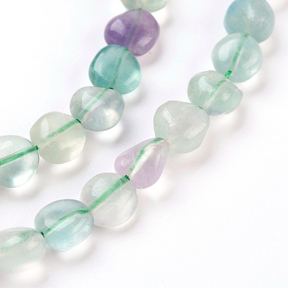 Natural Fluorite Beads Strands, Tumbled Stone, Nuggets