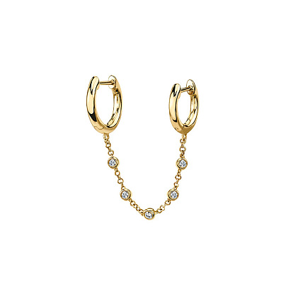 Chic Diamond Chain Handcuff Earrings for Trendy Girls - S925 Ear Cuffs & Studs