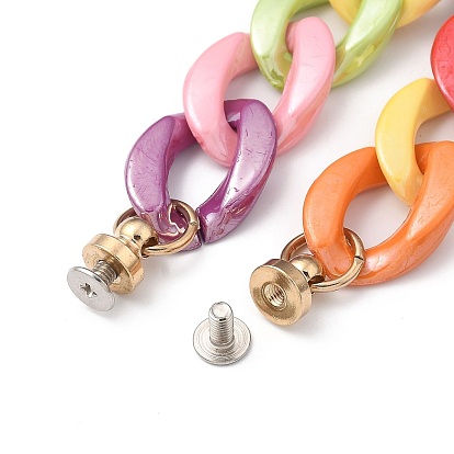 Chaîne gourmette acrylique opaque perlée pour porte-clés bricolage, accessoires de bijoux de décoration de cas de téléphone, avec écrous à vis en laiton et vis en fer
