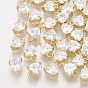 Brass Cubic Zirconia Charms, Heart, Clear, Real 18K Gold Plated
