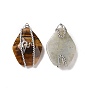 Natural Mixed Gemstone Pendants, Faceted Rhombus Charm, with 304 Stainless Steel Snake Findings, Mixed Dyed and Undyed