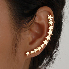 Gold-plated Surrounding Star Earrings - European and American Fashion Pentagram Ear Jewelry.