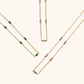 Superbe collier à pendentif en zircone de 5 carats sur chaîne en acier inoxydable doré