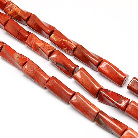 Natural Red Jasper Twist Column Beads Strands, 21x10x10mm, Hole: 1mm, about 20pcs/strand, 15.74 inch