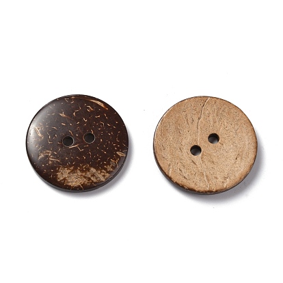 2-Hole, Coconut Buttons, Flat Round