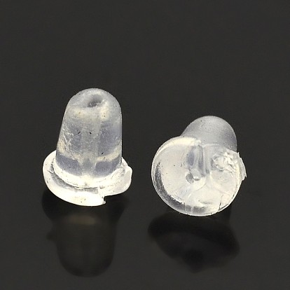 Прозрачные пластиковые гайки для ушей, спинки для серьги, 4x6 мм, отверстия: 0.5 мм, около 9000 шт / мешок