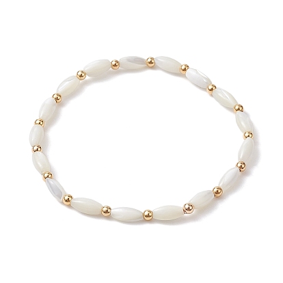 Natural Shell Twist Oval Beaded Stretch Bracelets for Women