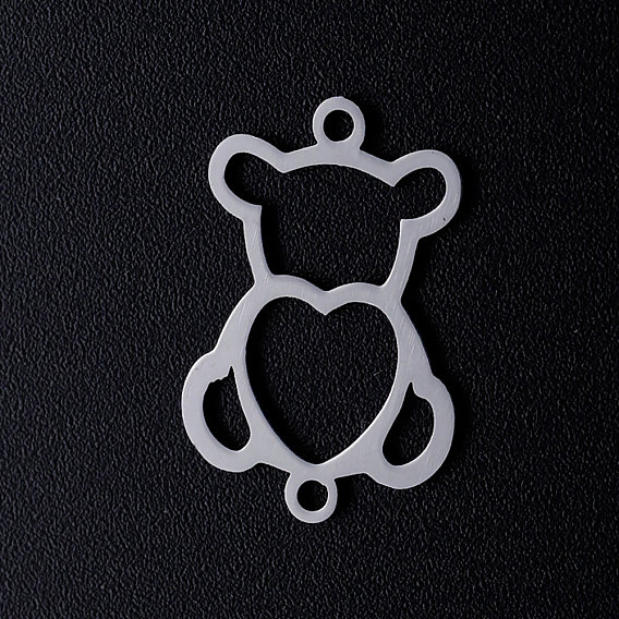 201 Stainless Steel Links Connectors, Bear with Heart