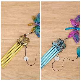 Wind Chimes, Glass & Iron Art Pendant Decorations, Dragonfly