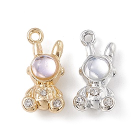 Alloy Crystal Rhinestone Pendants, with Glass, Rabbit with Star Charm