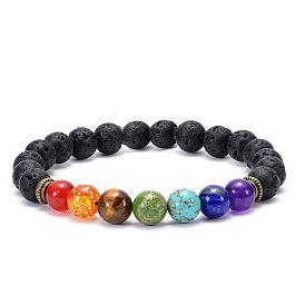 Natural Mixed Gemstone Round Beaded Stretch Bracelets for Women
