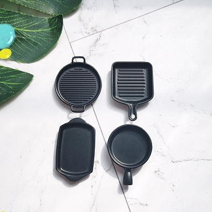 Mini Alloy Kitchen Utensils Set, including Frying Pan, Serving Tray, Grill Pan, Miniature Ornaments, Micro Landscape Dollhouse Accessories, Pretending Prop Decorations