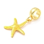 Brass Enamel European Dangle Charms, Large Hole Pendants, Lead Free & Cadmium Free, Real 18K Gold Plated, Starfish Charm