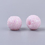 Opaque Acrylic Beads, with Glitter Powder, Round