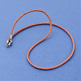 Кожаный шнур ожерелье решений, латуни с застежками омаров, 18.1 дюйм, 3 мм